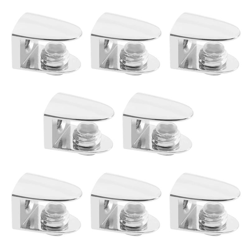 8 Pcs Glass Clamp Adjustable Zinc Alloy Glass Clip Wall Mounting Shelf Clamp Holder Flat Back Mount Holder For Staircase Handrai