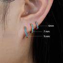 2PCS Stainless Steel Minimal Huggie Hoop Earring for Women Tiny Dainty Turquoise CZ Small Circle Earring Piercing Jewelry aretes