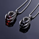 Klassische dominierende Drachenklaue Edelstahl Halskette für Männer Punk Rot Schwarz Kristallkugel Anhänger Halskette Modeschmuck