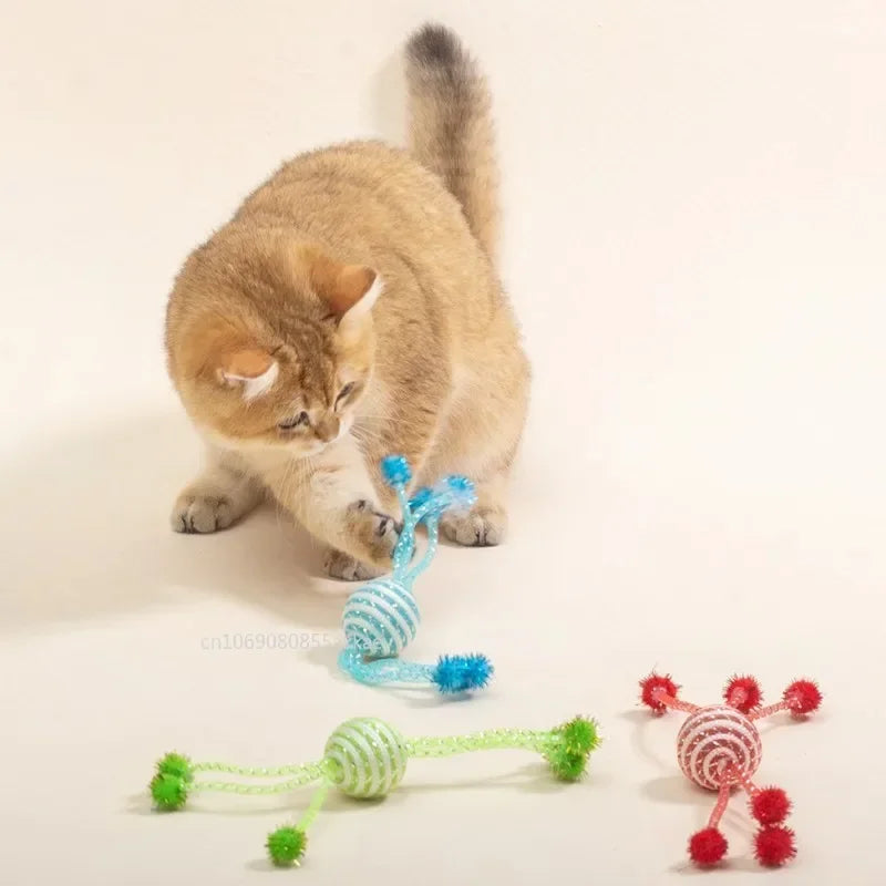 Cat Toy Self Hi Cats Sticks Cat Toys Interactive Ropes Ball Toys for Pet Dogs Teasing Bite-resistant Wool Ball Gatos Accesorios