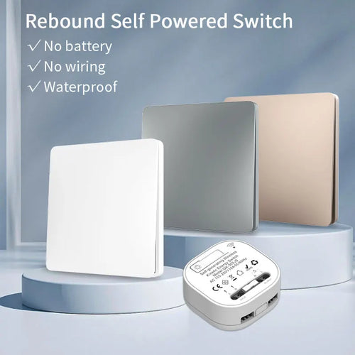 RF433 Rahmenloser großer Panel selbstversorgender, drahtloser Rebound-Schalter ohne Batterie, wasserdicht für den Außenbereich, Haushalts-Kinetische-Energie-Lichtschalter