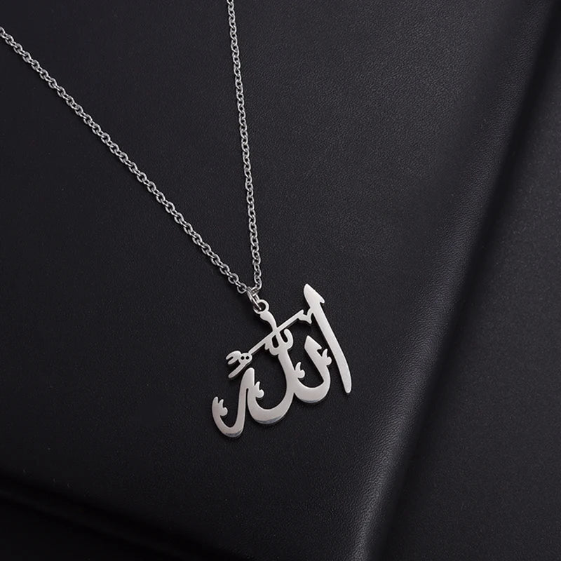 Classic Lucky Arabian God Allah Pendant Stainless Steel Necklace Ladies Islamic Muslim Charm Amulet Jewelry Gift Wholesale