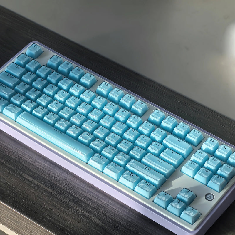 Jelly Keycap Set Translucent White Blue Pc+Abs Keycap For Mechanical Keyboard Characters Translucent Ice Cube Crystal Oem Keycap