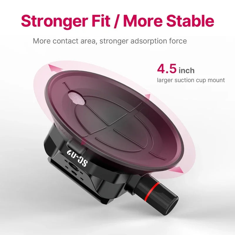 Ulanzi Car Phone Action Camera Holder Hand Pump Suction Cup 360° Adjustable 1/4" for GoPro for Insta360 DJI Action Smart Phone