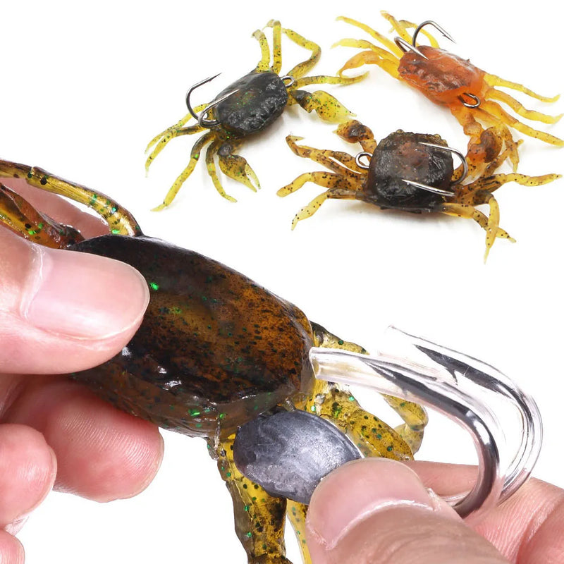 WESTBASS 1PC Soft Crab Bait 1.2oz Sinking Silicone Fishing Lure Rubber Trolling Wobbler With Double Hook Weedless Isca Pesca