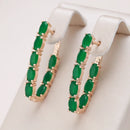 Kinel Hot Emerald Oval Cut Zircon Long Drop Earrings Natural Zircon With 585 Rose Gold Women Earrings Fashion Wedding Jewelry