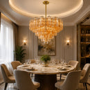 The Amber Orbit | Tiered Glass Chandelier with E14 Sockets