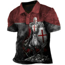 Retro Men's Polo Shirt 3D Print Knights Templars Graphic Polo Shirts For Men Summer Short Sleeve Button Golf Shirt Men Clothes