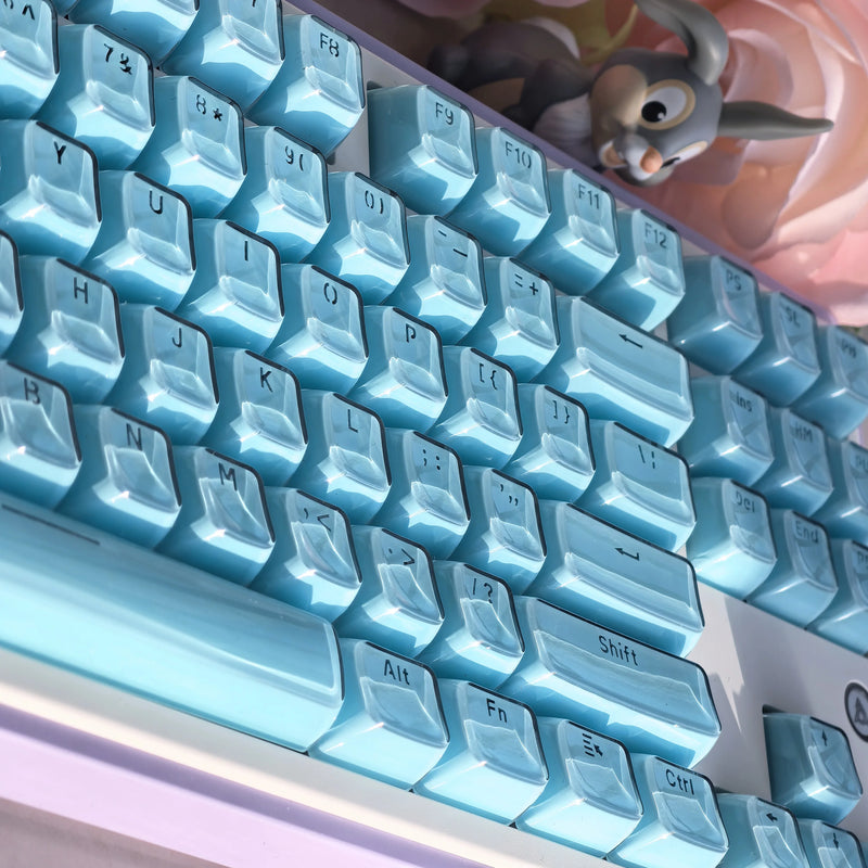 Jelly Keycap Set Translucent White Blue Pc+Abs Keycap For Mechanical Keyboard Characters Translucent Ice Cube Crystal Oem Keycap