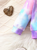 Children's clothing Girl Tie-dyed Letter tie dye Long sleeved Pants 2pc/Set Suitable  Autumn sportswear for girls aged 1-6 Year