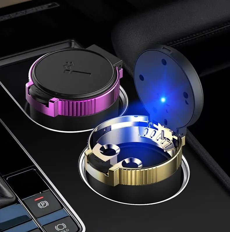 Car Ashtray Creative Personality Car Ashtray with Lid LED Light Dual Use in Car and Home Ashtray