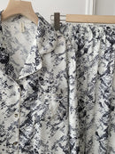 Loose Casual Home Wear Loungewear Fashion Snake Skin Texture Printed Trouser Suits New Female 2Pcs Pajamas Set Pyjama Pour Femme