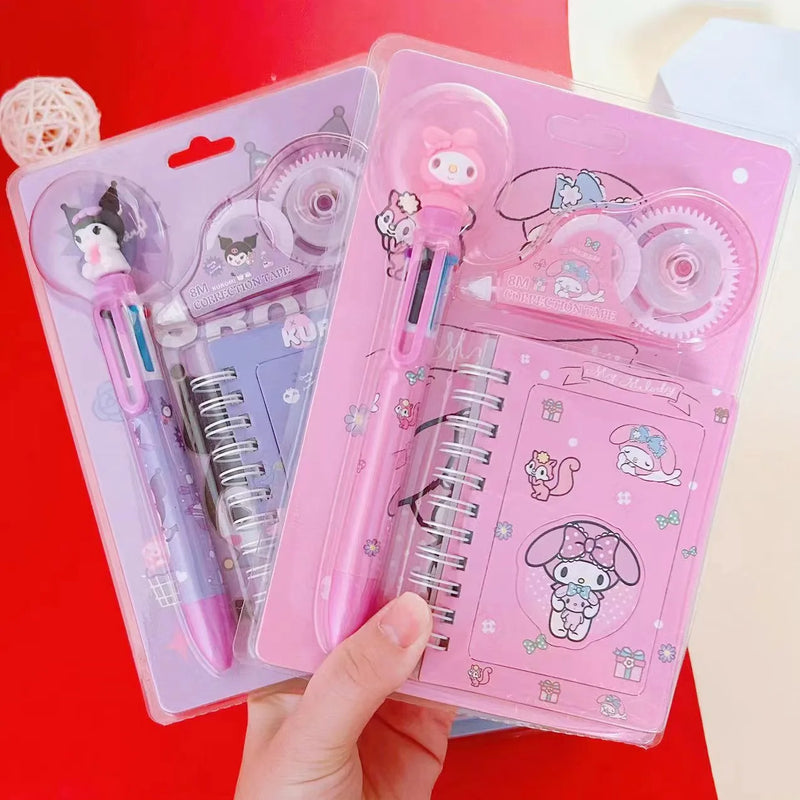 3Pcs/Set 6 Multicolored Pens Sanrio mymelody Kuromi Cinnamoroll Cute Cartoon notebook correction tape School Stationery Supply