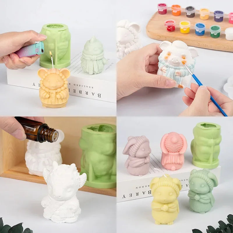 12 Zodiac Candle Silicone Mold 3D Abstract Animal Plaster Resin Making Tool Handmade Soap Ice Chocolate Cake Baking Mould