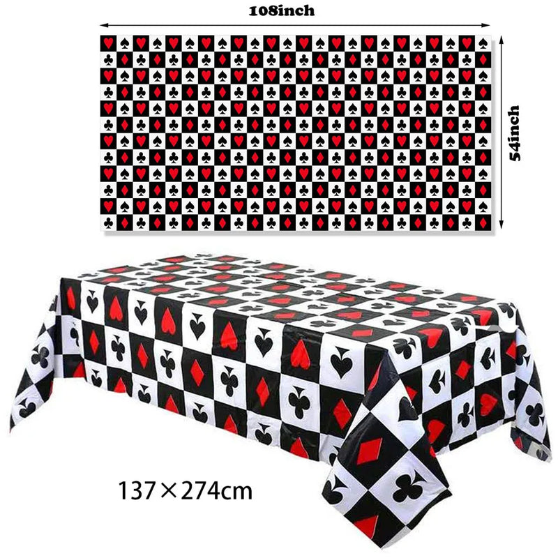 Casino Table Runner Decor Las Vegas Table Cover Poker Night Themed Table Decoration Casino Playing Card Birthday Party Supplies