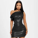 The Mirabelle | Strapless Faux-Leather Party Mini Dress