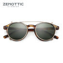 ZENOTTIC-Steampunk-Clip-On-Sonnenbrille für Damen und Herren, Anti-Blaulicht-Brille + polarisierender Clip, modische/retro Computerbrille