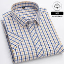6XL Men's shirt Short sleeve Spring summer 100% cotton plaid Oxford non-ironing anti-wrinkle plus size casual shirt slim fit