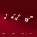 INZATT Real 925 Sterling Silver Zircon CZ Round Screw Bead Screw Stud Earrings For Women Classic Fine Jewelry Accessories