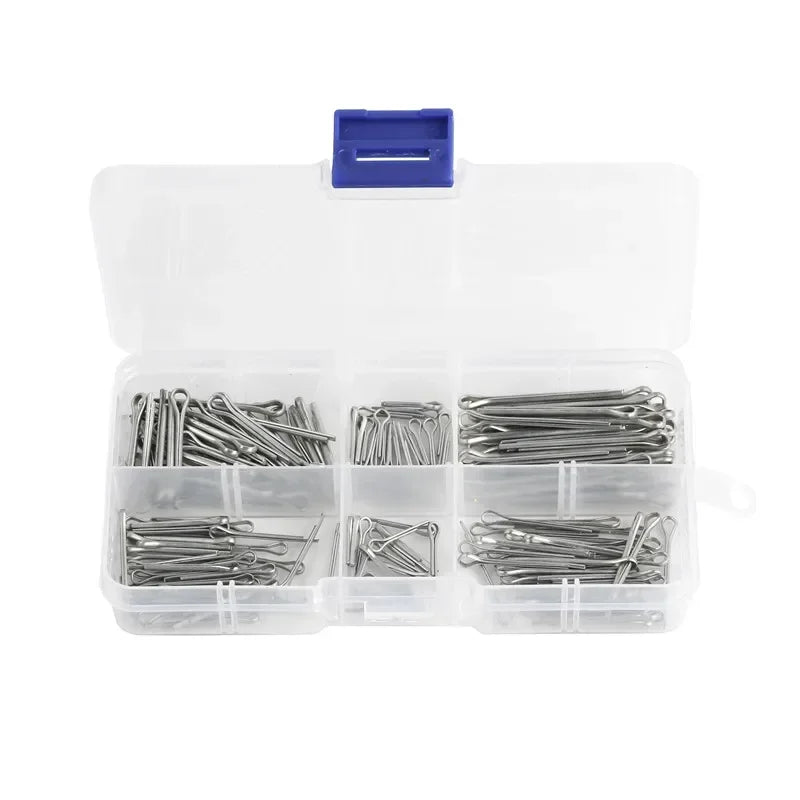 175Pcs/set Sliver Split Pins Cotter Fixings Assorted Zinc Plated Steel Hard Case Link Split Cotter Pin Assortment