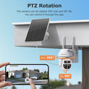 SHIWOJIA 12X Zoom 4G LTE Solar Security Camera 8MP Night Vision Dual-Lens Outdoor WiFi Solar Battery Camera PIR Human Detection