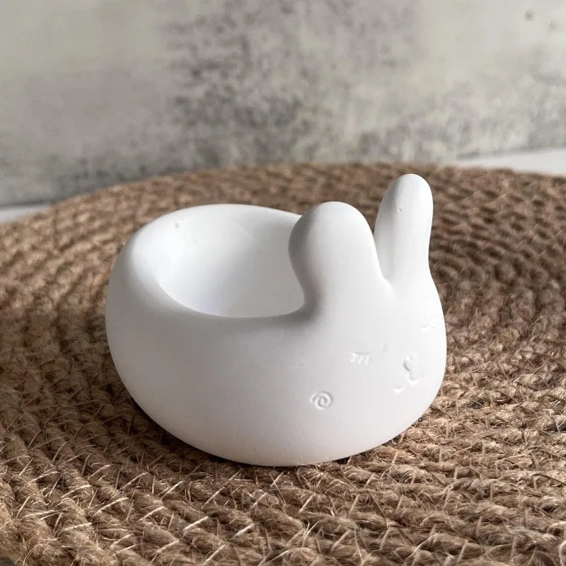 Easter Bunny Candle Cup Silicone Mold DIY Gypsum Cement Storage Egg Bowl Decoration Desktop Ornament Resin Mold Home Handicrafts