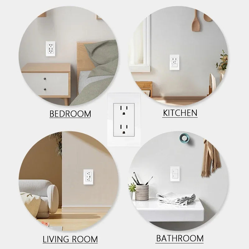 American USB Smart Type-c 20W Quick Charge Wall Power Outlet,Home Light Electrical Switch Panel,Mexico Thai Dual usb Socket Plug