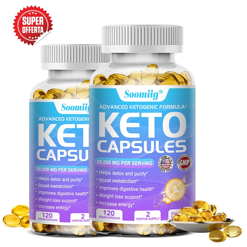Keto Fat Burning Capsules - Promote metabolism - burn fat, enzyme detoxification, suppress appetite, enhance energy