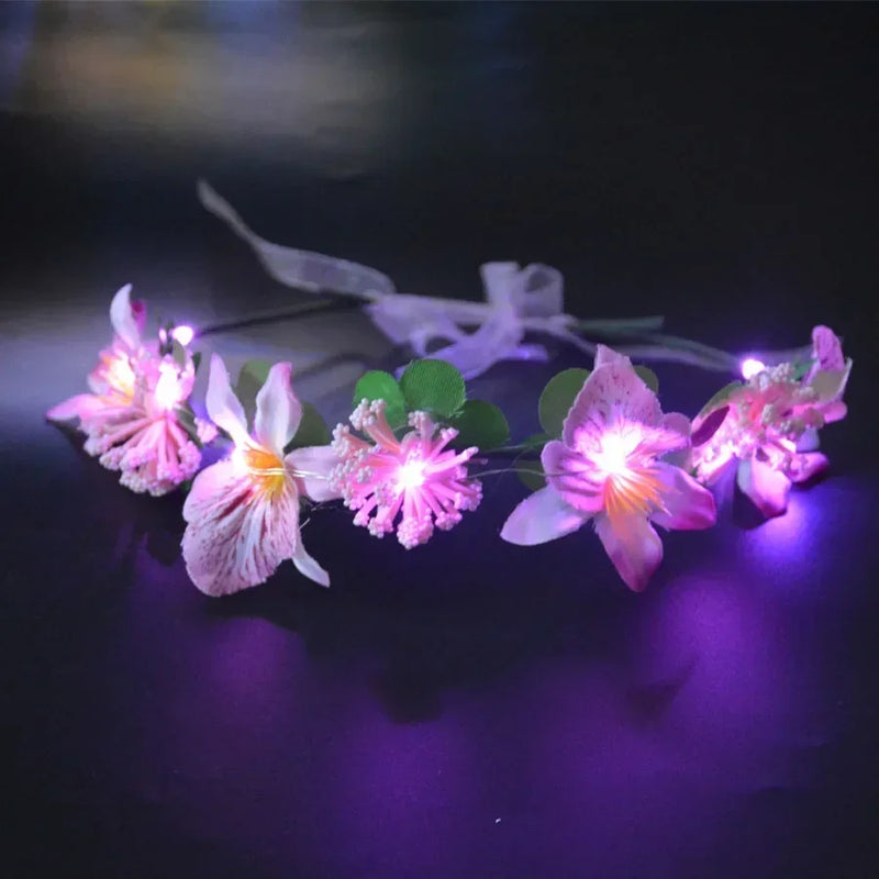 Princess Girl Butterfly Light Fairy Tutu LED Skirt Glow Flower Headband Birthday Gift Fancy Party Christmas Halloween Festival