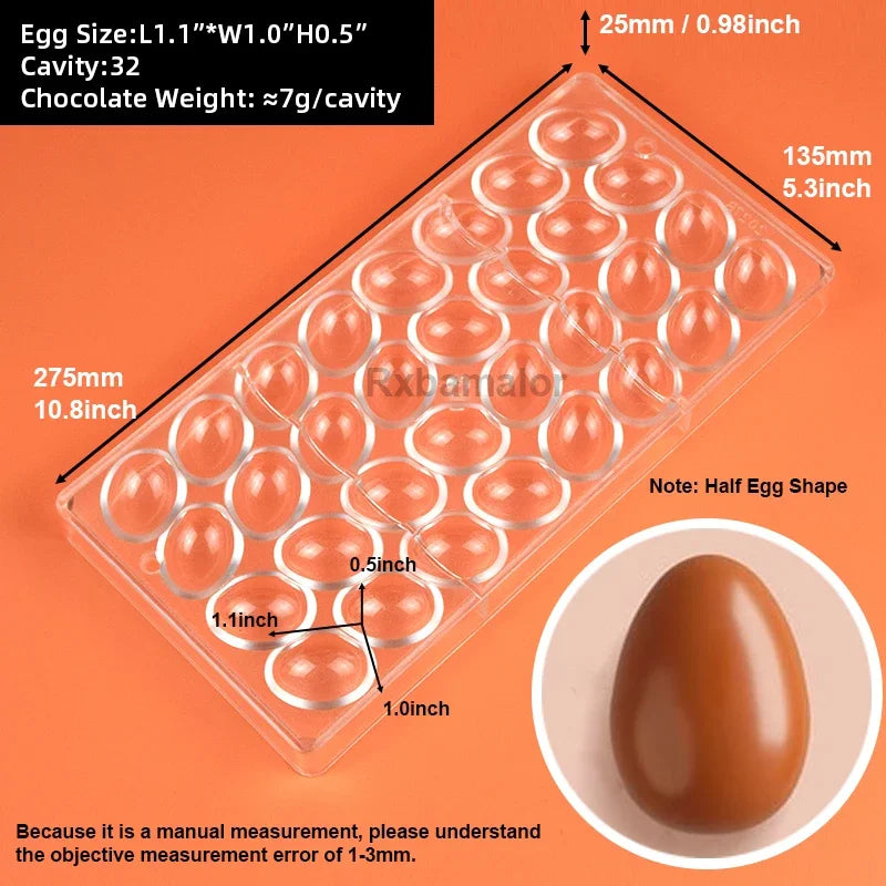 Chocolate Mold for Easter Egg Bunny Chocolate Bonbons Candy Bar Polycarbonate Confectionery Baking Pastry Tools