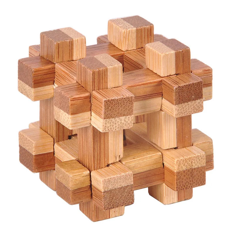 11 Types 4.5CM IQ Brain Teaser Kong Ming Lock 3D Wooden Interlocking Burr Puzzles Game Toy For Adults Kids Wholesale