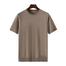 Spring And Summer Worsted Wool Knitted Short-Sleeved Men's T-Shirt Round Neck Thin Fashion Half-Sleeve Sweater