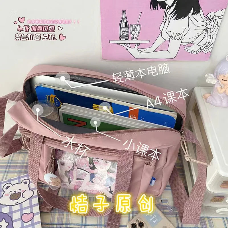 Japanese High School Girls JK Bag Transparent Handbags Book Bag Satchels Shoulder Bag Itabag Big Crossbody Bags Women Ita bag