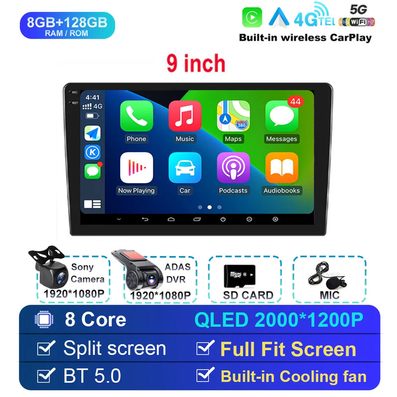 Android 14 For Univers Car Radio 2 Din Apple Carplay Automotive Multimedia Player GPS Android Auto IPS Screen RDS DSP Car Stereo