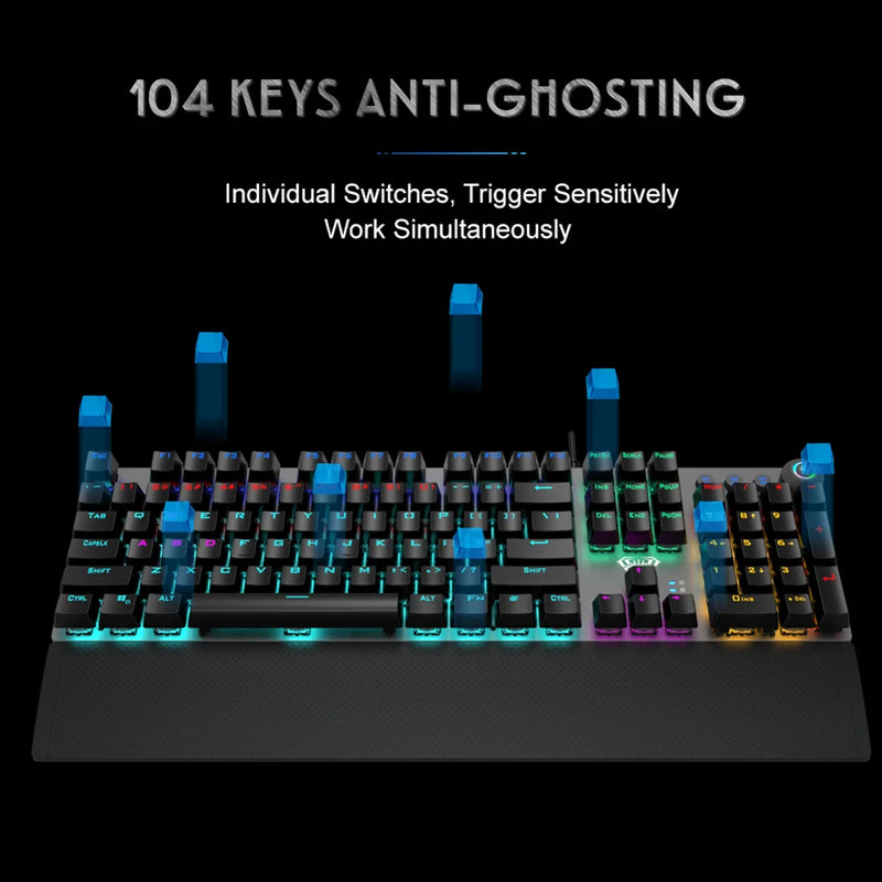 AULA F2088 Mechanical Gaming Full Key Programmable Macro Keyboard Anti-ghosting Switch Wire Mixed Light Korea Russian Arabic cap