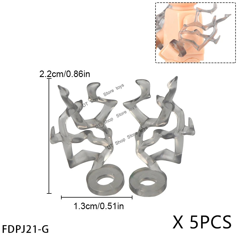 5PCS Cartoon Special Effects Pieces Arm Fist Wind Lightning Leg Flames Weapons Accessories Assemble Scene Bricks Kids for Toys