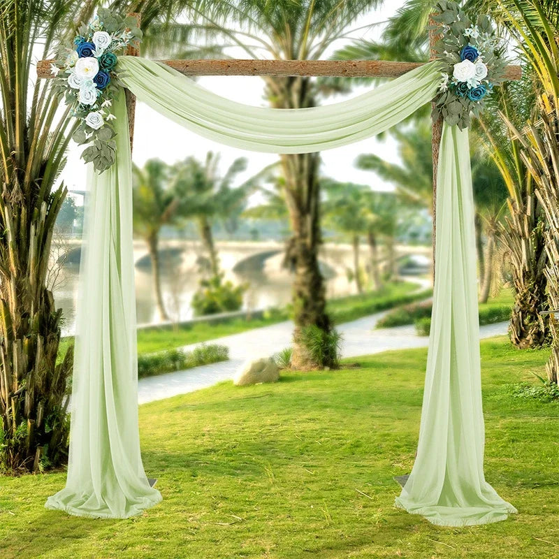 2pcs Sage Green Wedding Arch Chiffon Sheer Drapes ,Wedding Arch Drapes Sheer Backdrop Curtain for Wedding Ceremony Party Decor