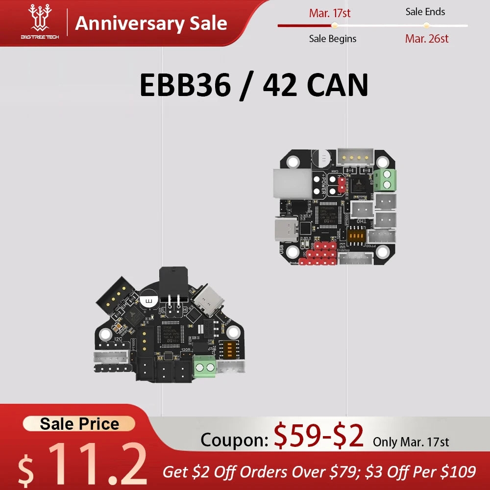 BIGTREETECH EBB36 EBB42 CAN V1.2 Board Support Canbus PT100 For Klippe