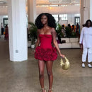 Spring and Summer New Sexy Fishbone Straps Adjustable Tube Top Heavy Industry Flower Skirt Set