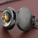 Little Prince and Fox Dome Glass Pocket Watch Arabic Numerals Dial Vintage Men Women Necklace Pendant Watch Kids Chain Gifts