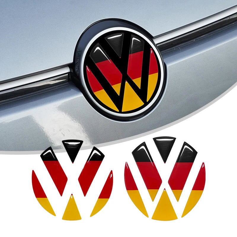 For VW CC Polo T5 6R Golf 7 6 5 4 MK7 MK5 Passat B6 Touran Tri-Color Germany National Flag Car Hood Emblem Stickers Trunk Decals