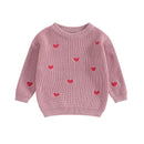 2023-10-12 Lioraitiin 0-18M Baby Mädchen Strickpullover mit Liebesherz-Stickerei Sweatshirt Pullover Tops Kleinkind Valentinstag Kleidung