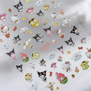 1PCS 5D Cartoon Kuromi Hello Kitty Nail Stickers Sanrio Animation Nail Art Decoration Sanrio Cute Melody Embossed Stickers