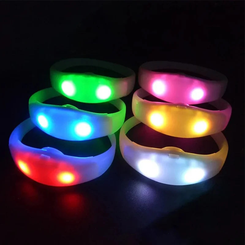 10pc Led Flashing Bracelet Light Up Bangle Wristband Voice Control Music Activated Sound LED Bracelet Glow in The Dark Party