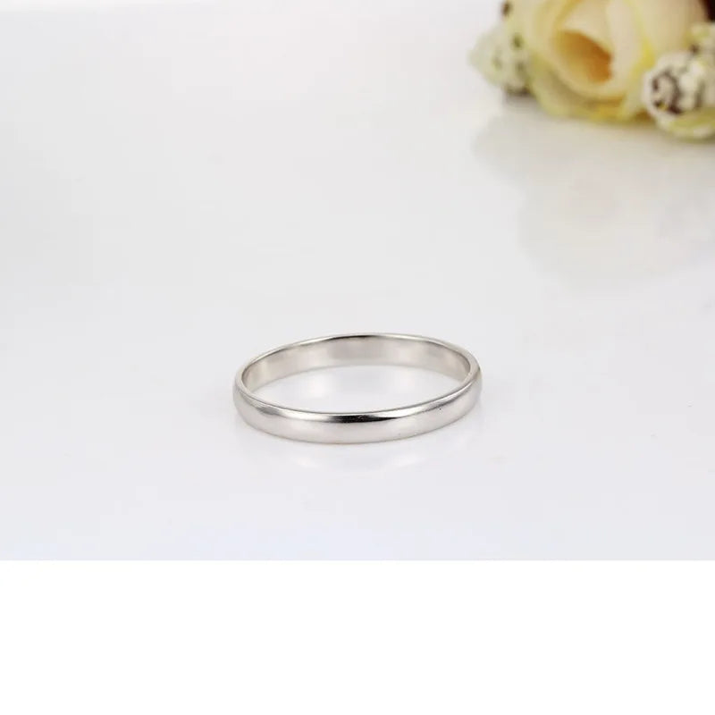 3mm Real Solid Sterling Silver D Shape Band Wedding Engagement Rings For Women Fashion Finger Men Jewelry Bague US Size 4.5-12