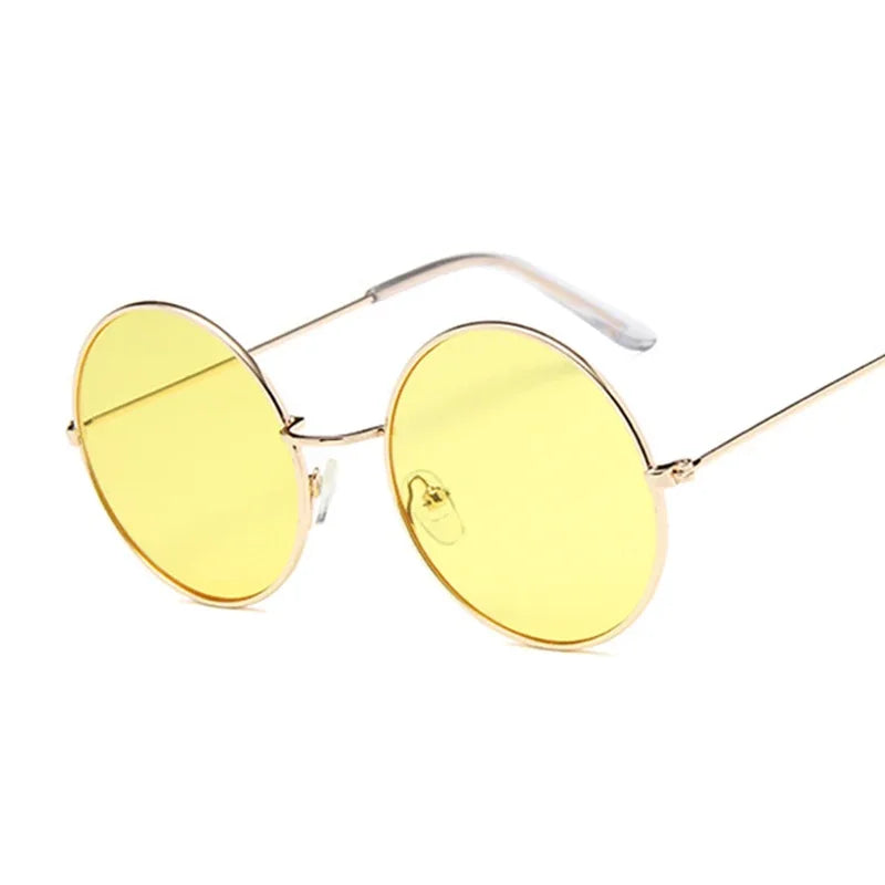 Purple Classic Round Sunglasses Woman Circle Oval Design Ladies Sunglasses Fashion Brand Alloy Ocean Mirror Oculos De Sol