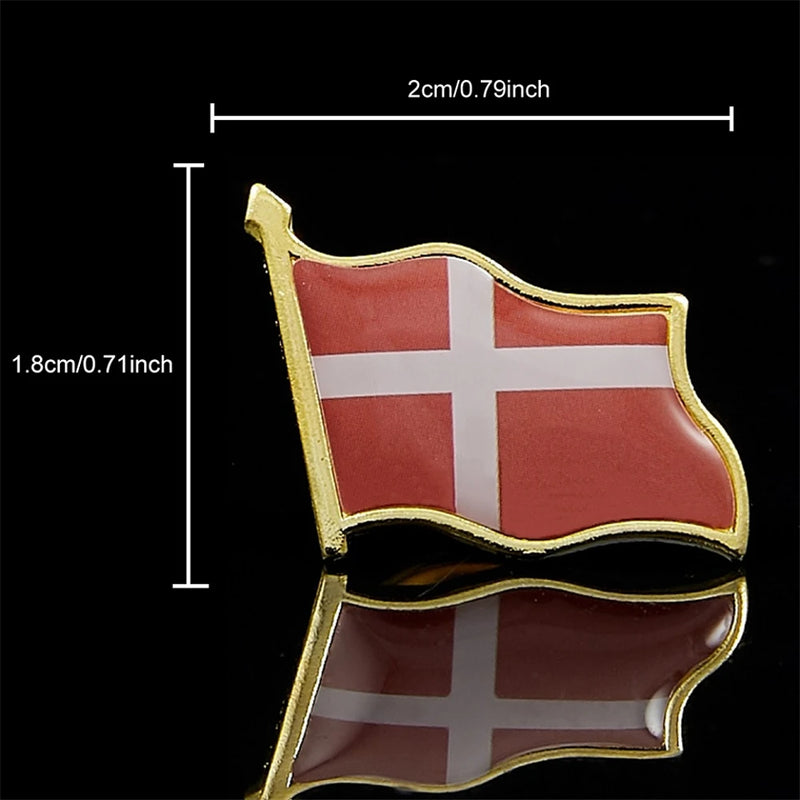 Denmark Waving Epoxy Flag Lapel Pin Badge Brooch Clothes/Hat/Tie Accrssories