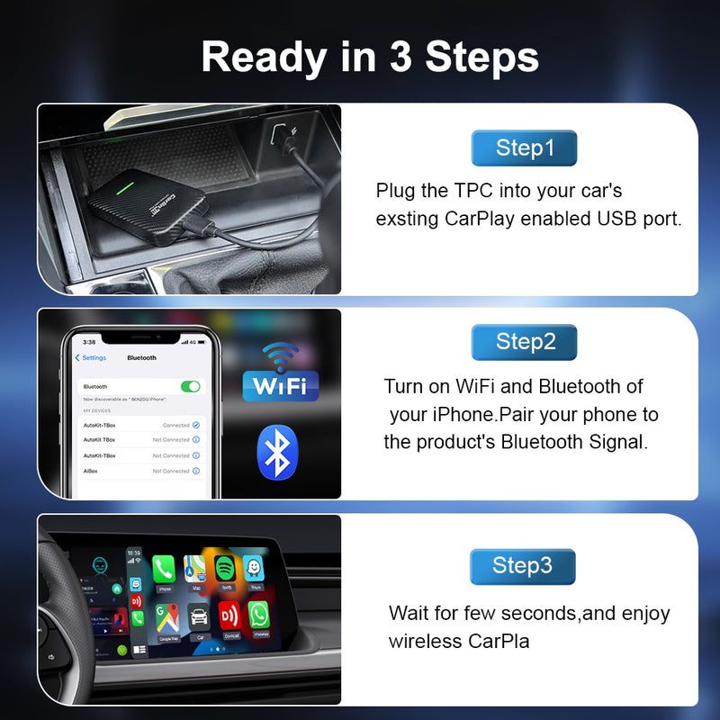 CarlinKit 5.0 4.0 3.0 Apple CarPlay Wireless Dongle Activator For Audi Porshe Benz VW Volvo Toyota IOS16 Plug &Play MP4 MP5 Play