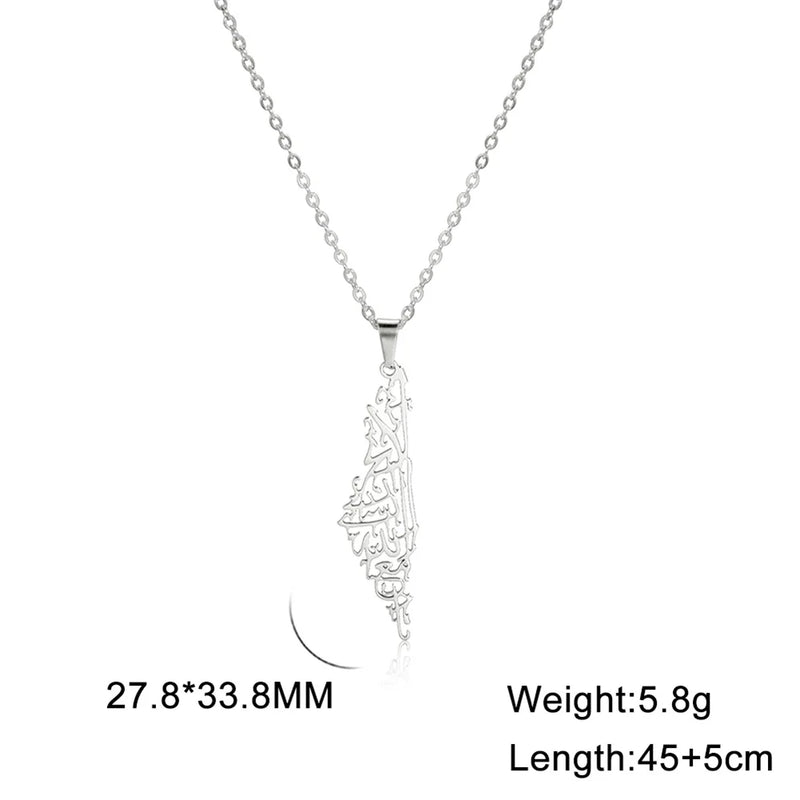My Shape Palestine Map Pendant Necklaces for Women Men Stainless Steel Hollow Map Necklace Choker Chain Male Jewelry Wholesale