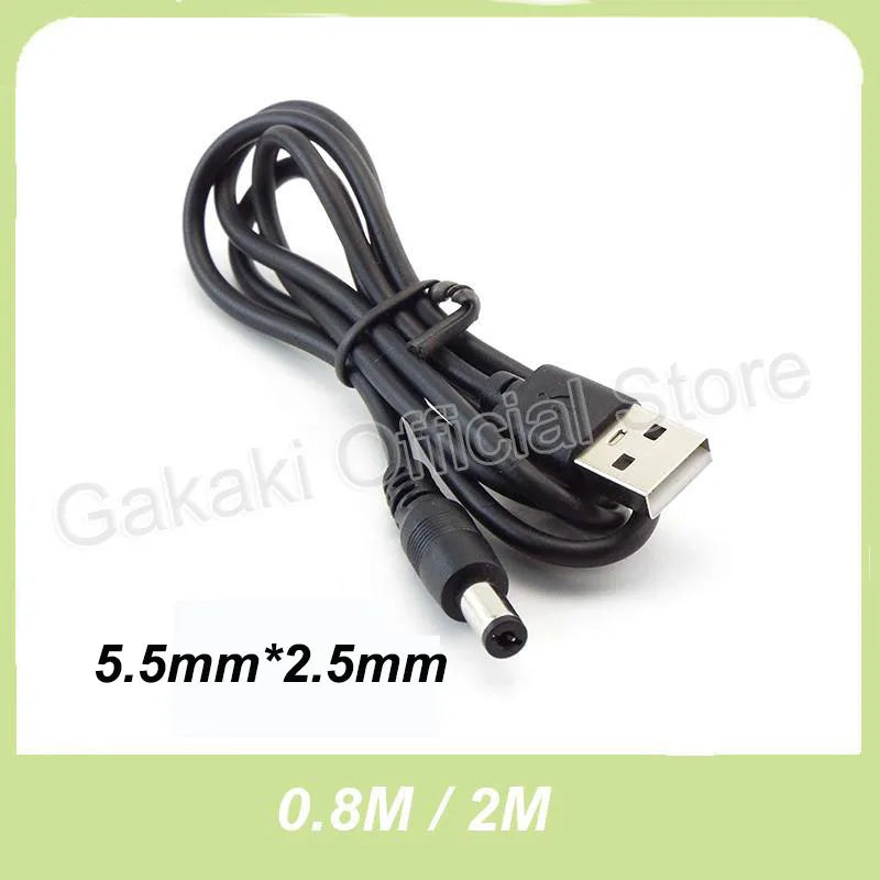 USB 2.0 Male A to DC 5.5mm x 2.5mm Plug Jack DC Power Cord Socket Connector 5V Cable Line 5.5mm*2.1mm